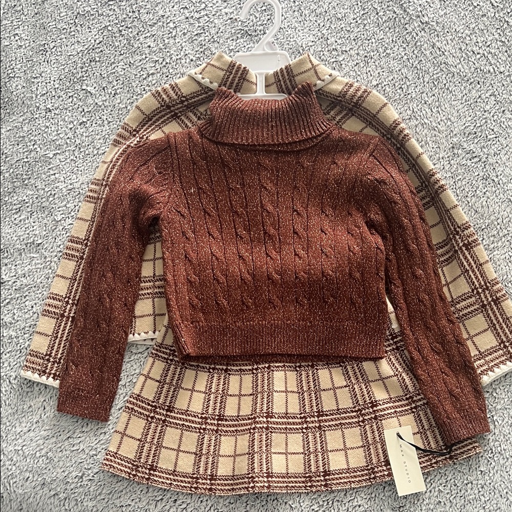 Zara Brown and Cream Kids Turtleneck Set size 4
